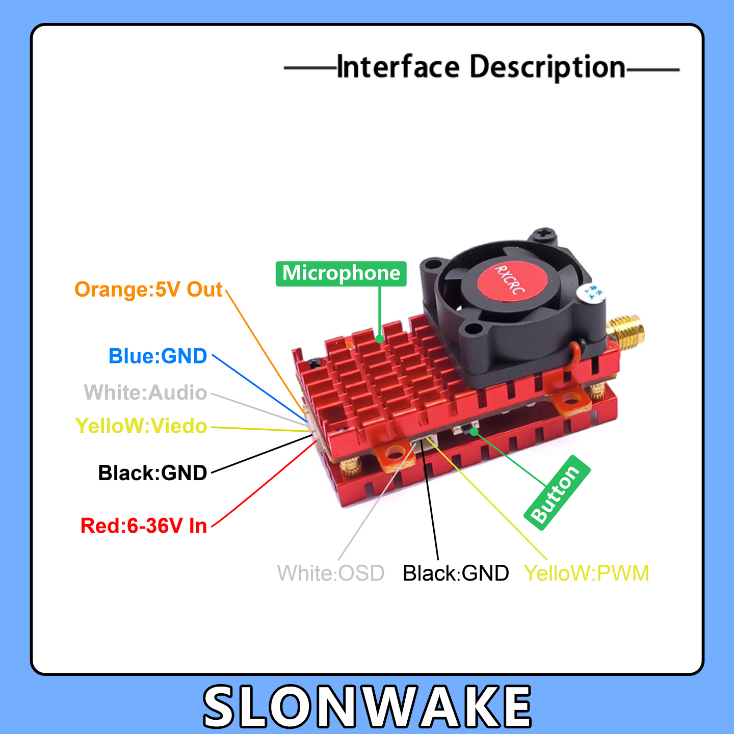 SLONWAKE 5.8G 2W VTX FPV 1800T - Drone Gimbal Controller avis et prix